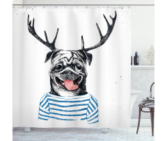Dog with Antlers Surreal Shower Curtain