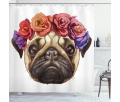 Floral Head Wreath Fun Shower Curtain