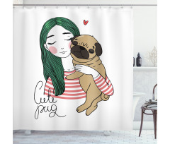 Dog with Girl Shower Curtain