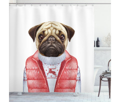Red Vest Christmas Sweater Shower Curtain