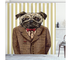 Smart Dressed Dog Suit Shower Curtain