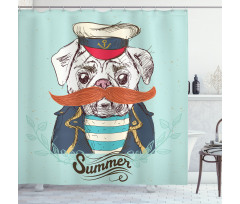Captain Dog with Hat Jacket Shower Curtain