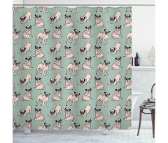 Sitting Stretching Dog Shower Curtain