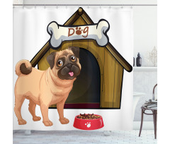 Dog House Cartoon Style Shower Curtain