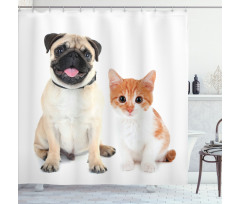 Kitten and Puppy Photo Shower Curtain