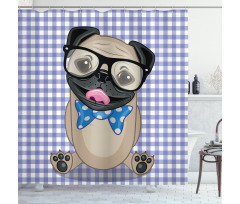 Nerdy Glasses Bow Tie Dog Shower Curtain