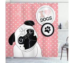 I Love Dogs Paw Print Logo Shower Curtain