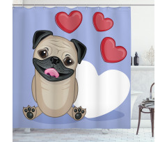 Happy Dog with Hearts Shower Curtain