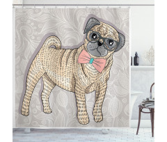 Hipster Dog Nerdy Glasses Shower Curtain