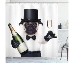 Celebration Dog Toasting Shower Curtain
