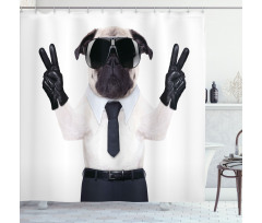 Looking Dog Glasses Shower Curtain