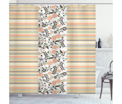 Floral Ornate and Stripes Shower Curtain