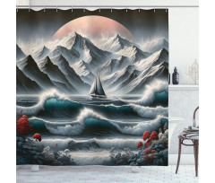 Nautical Shower Curtain Abstract Stormy Ocean Sunset