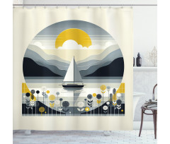 Nautical Shower Curtain Scandinavian Minimal Seascape