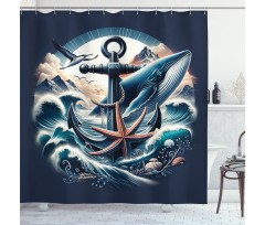 Nautical Shower Curtain Anchor in Marine Scene