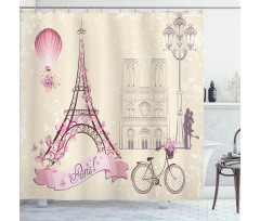Floral Paris Eiffel Shower Curtain