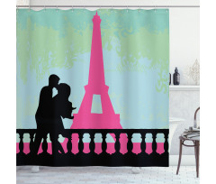 Hand Drawn Couple Kissing Shower Curtain