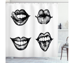 Monochrome Sketch Style Shower Curtain