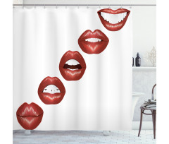 Vivid Full Red Lips Feminine Shower Curtain