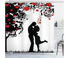 Lovers near Abstract Tree Shower Curtain