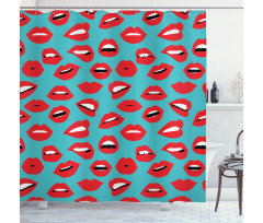 Retro Woman Red Lipstick Shower Curtain