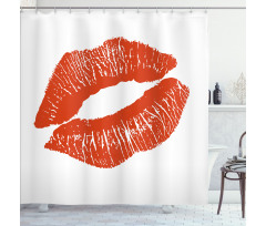 Red Lips Kiss Mark Grunge Shower Curtain