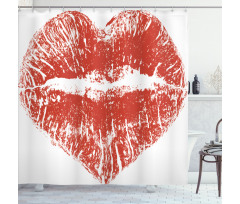 Heart Shaped Lipstick Mark Shower Curtain