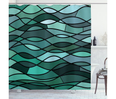 Mosaic Sea Waves Inspired Shower Curtain