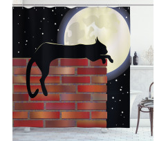 Sillhouette Cat Resting Shower Curtain