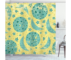 Grunge Style Moon Phases Shower Curtain