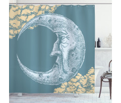 Vintage Crescent Moon Shower Curtain