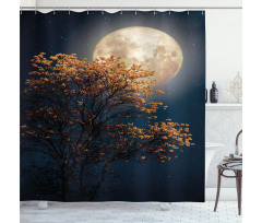 Retro Yellow Flowers Tree Shower Curtain