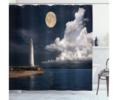Old Lighthouse by Sea Shower Curtain