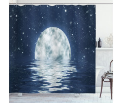Moon Setting over Sea Shower Curtain