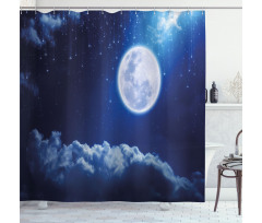 Full Moon Falling Stars Shower Curtain