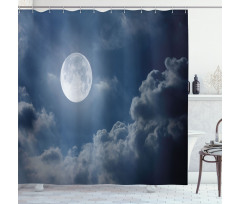 Night Skyline Full Moon Shower Curtain