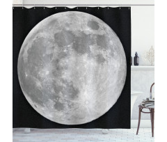 Monochrome Full Moon Art Shower Curtain