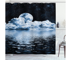 Moon Sets over Clouds Shower Curtain