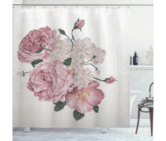 Old Roses Corsage Grunge Shower Curtain