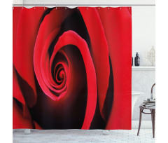 Swirled Petals Red Blossom Shower Curtain