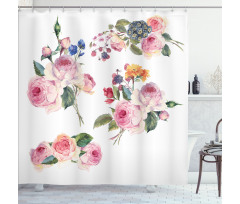 English Wild Roses Bouquet Shower Curtain