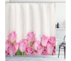 Flowers on Wood Planks Shower Curtain