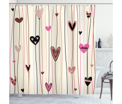 Heart Love Theme Shower Curtain