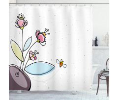 Flower Pot with Blossoms Shower Curtain
