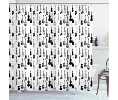 Monochrome Strings Design Shower Curtain