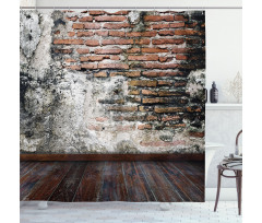 Worn Looking Wall Photo Shower Curtain