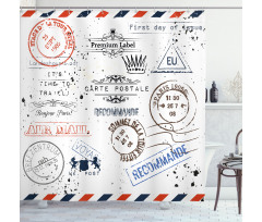 Retro Post Stamp Design Shower Curtain