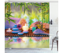 Stones with Candles Yoga Shower Curtain