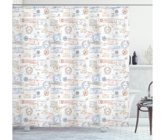 Vintage Rubber Stamps Shower Curtain