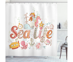 Marine Life Theme Shower Curtain
